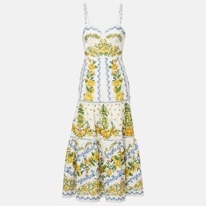 Farm Rio Off White Sicily Cotton Midi Dress